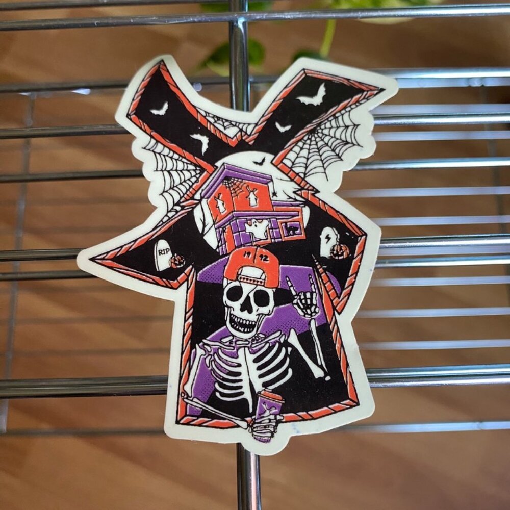 Dutch Bros Halloween Skeleton Windmill Sticker (October 2023)